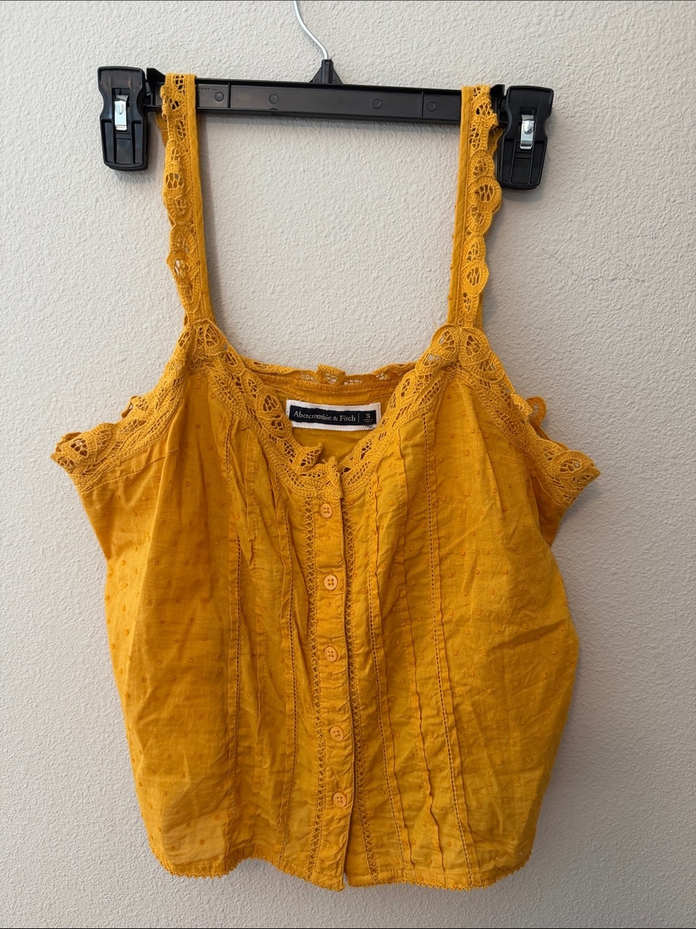 Abercrombie & Fitch Mustard Lace-Trim Button Front Camisole